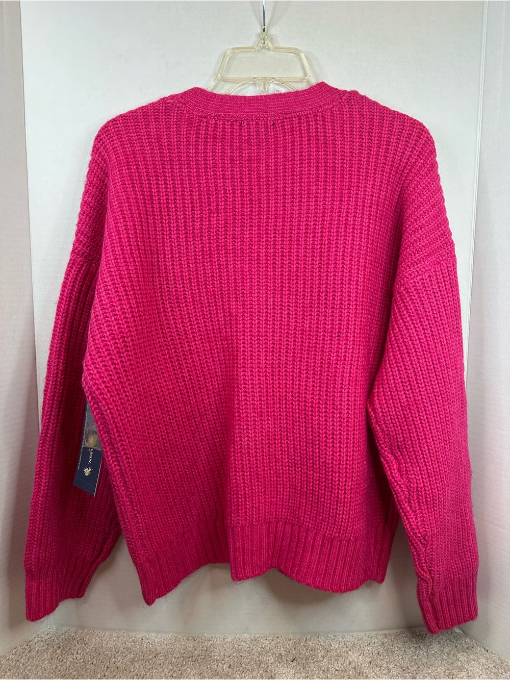 U.S. Polo Assn. Hot Pink Chunky V-Neck Cardigan, size XL, NWT - Picture 4 of 5